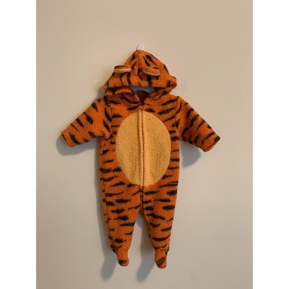 Disney Other - Disney Tigger Fleece Orange Blk One Piece Zip up Pajamas Halloween Kids Size 3M